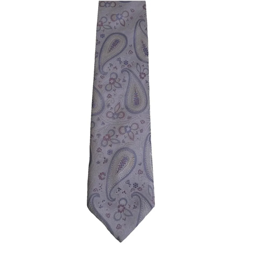 Federico Bertarelli Necktie Men OS Lavender Excellent Paisley Silk Made in Italy