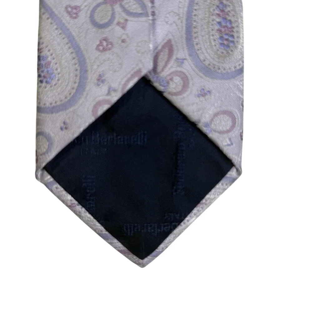 Federico Bertarelli Necktie Men OS Lavender Excellent Paisley Silk Made in Italy