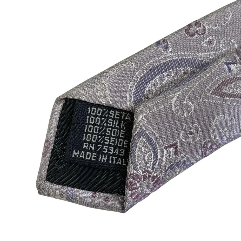 Federico Bertarelli Necktie Men OS Lavender Excellent Paisley Silk Made in Italy