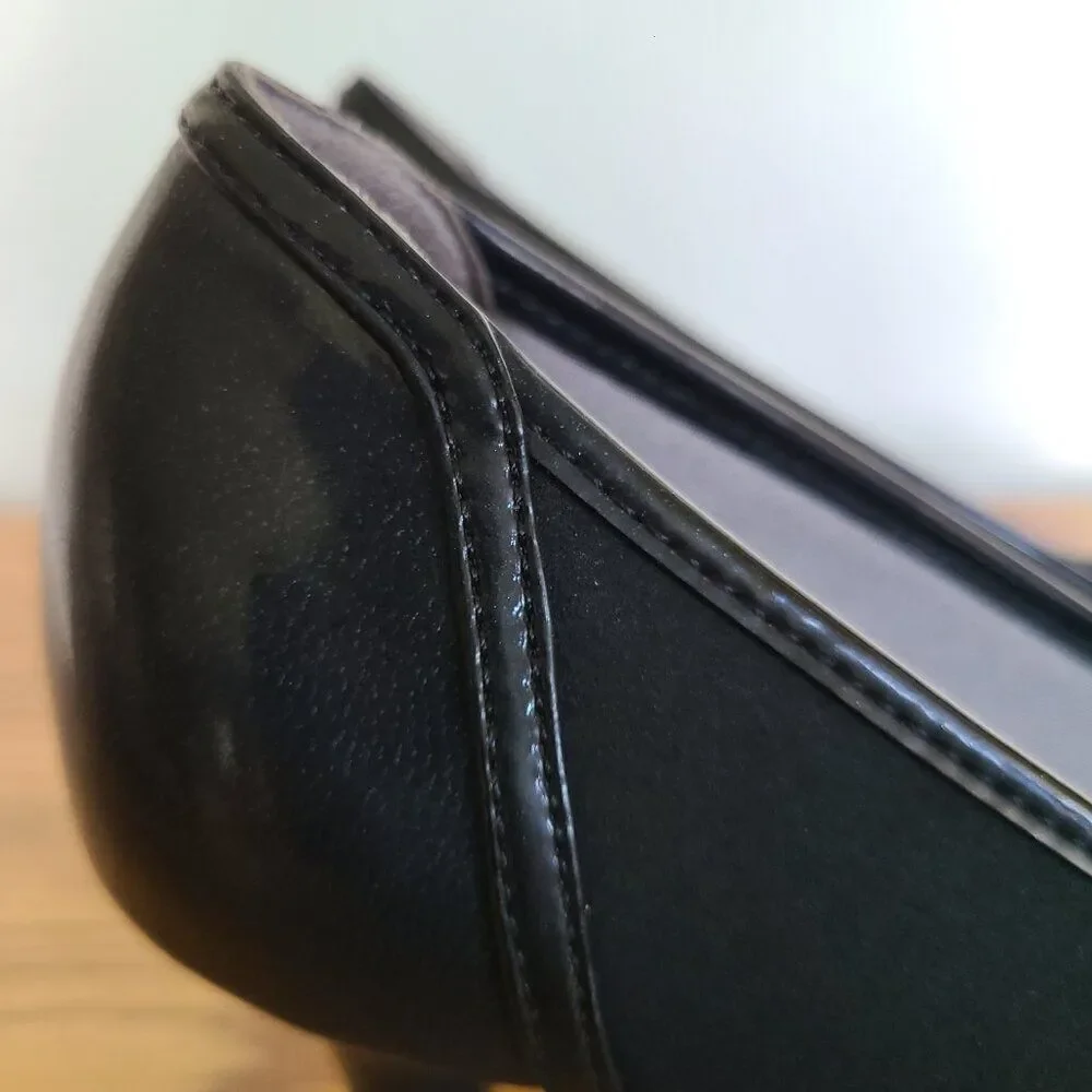 Life Stride Women's Petunia Black Pumps High Heels Shoes Patent And Fabric 8.5M