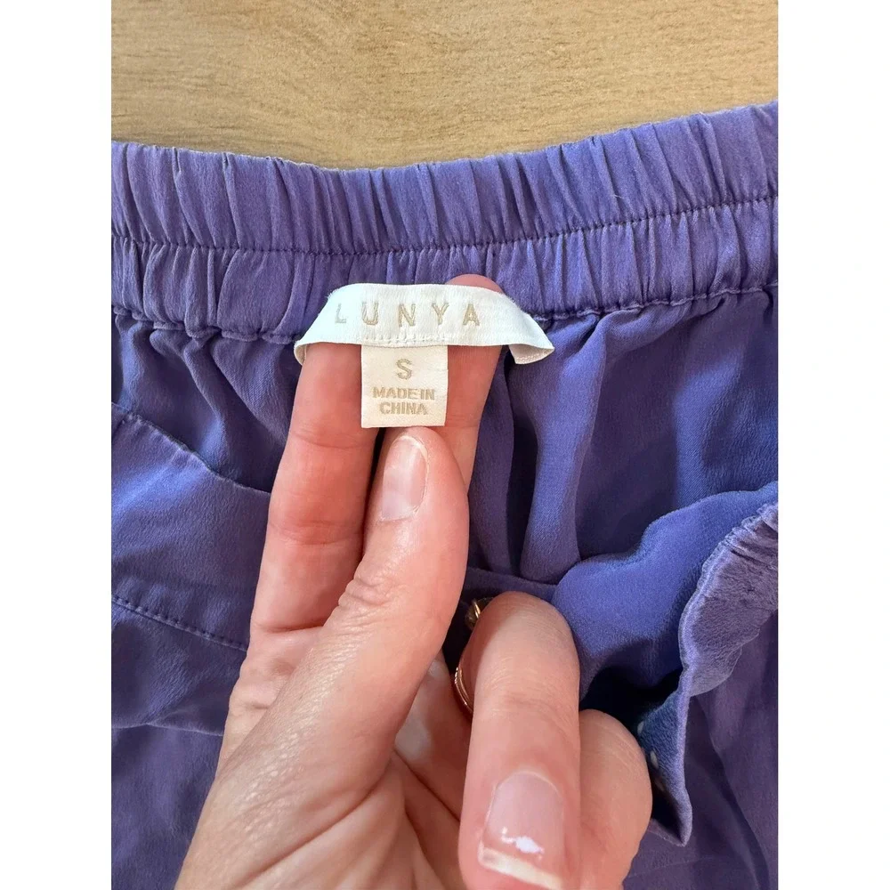 Lunya Washable Silk Set Purple Sleepwear Tank Shorts Small