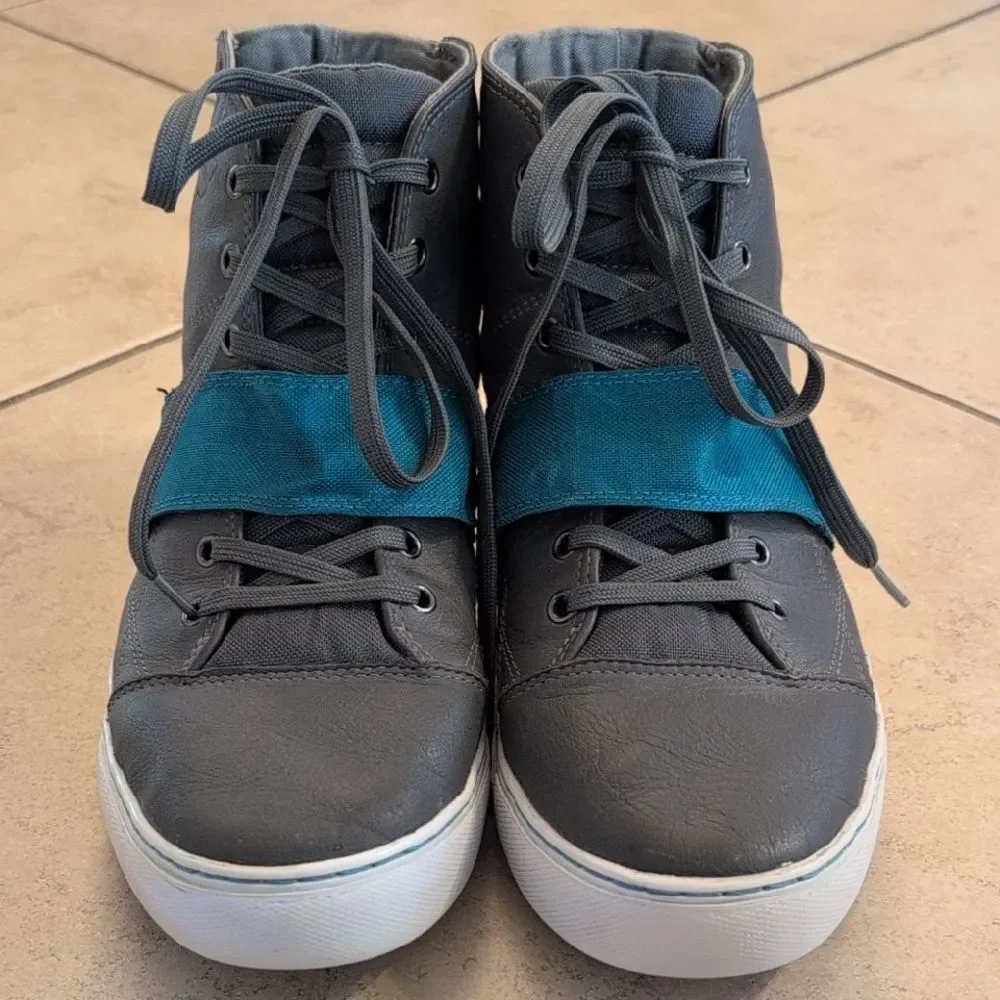 P.F. Flyers Gray Teal Strap High Top Sneakers Shoes - Men's 11