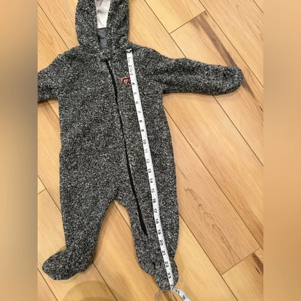 Cozy Gray Hooded Baby Footie with Ear Detail