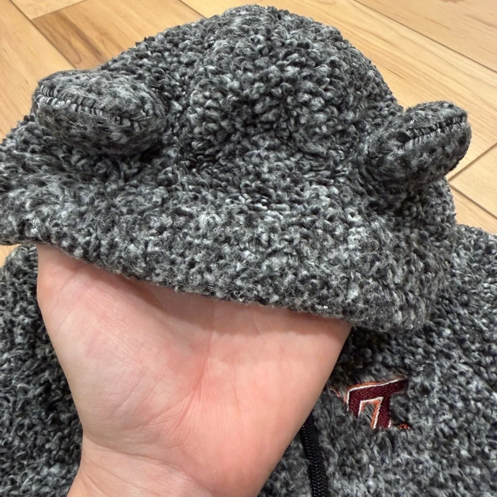 Cozy Gray Hooded Baby Footie with Ear Detail